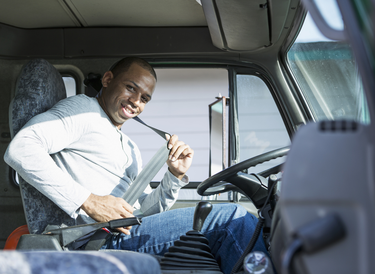 African American Man Driving Truck