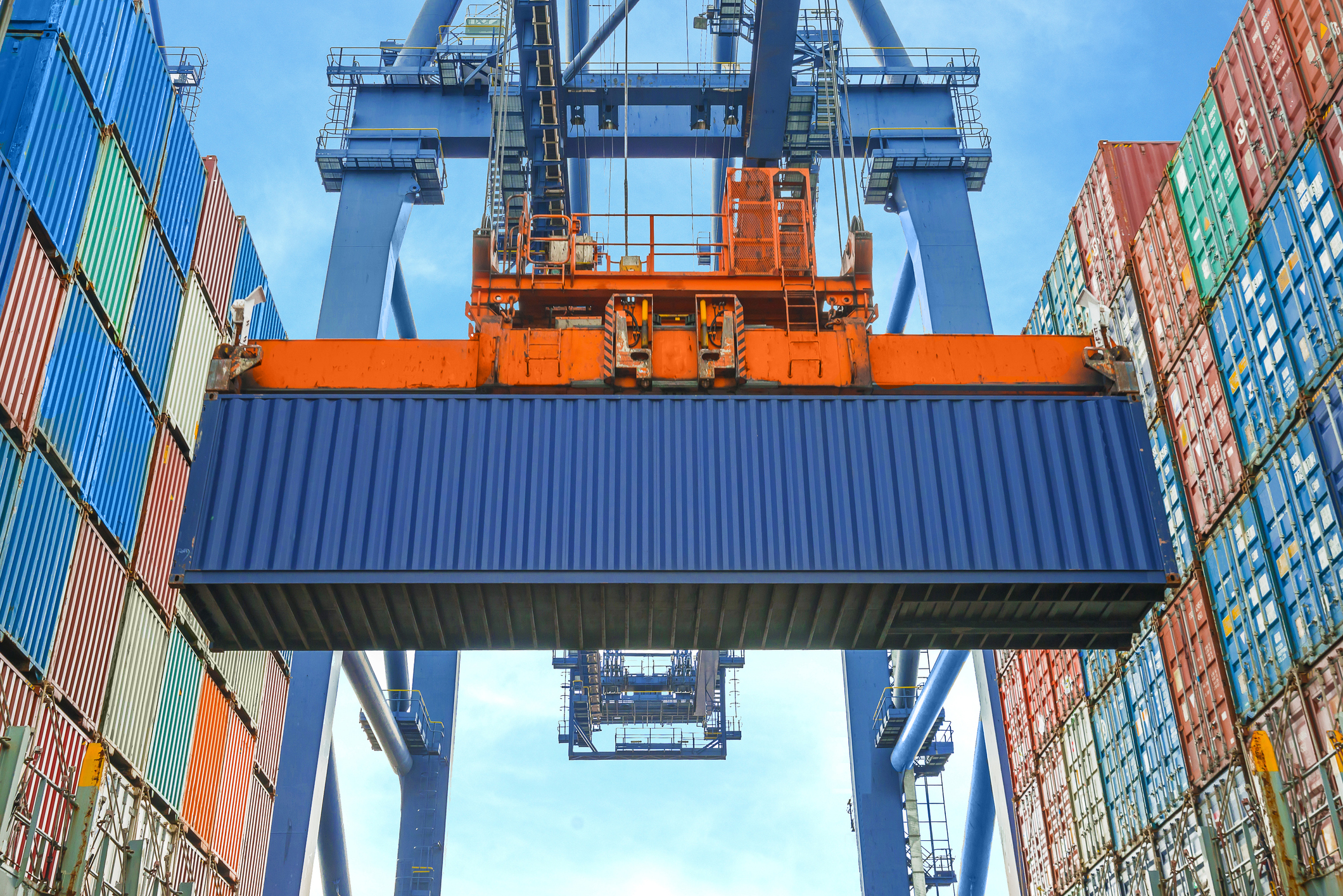 Shore Crane Loading Containers In Freight Ship