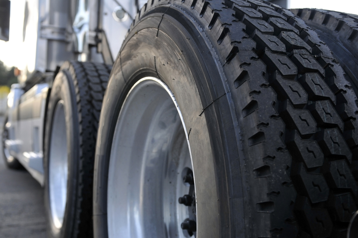 Big Rig Semi Truck With Huge Wheels With Tires