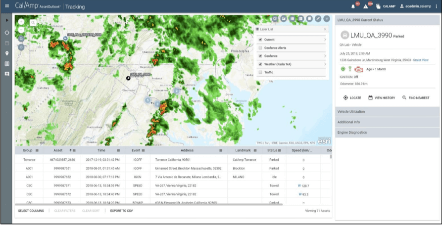 CalAmp's Traffic And Weather Overlay Image of CalAmp's traffic and weather overlay