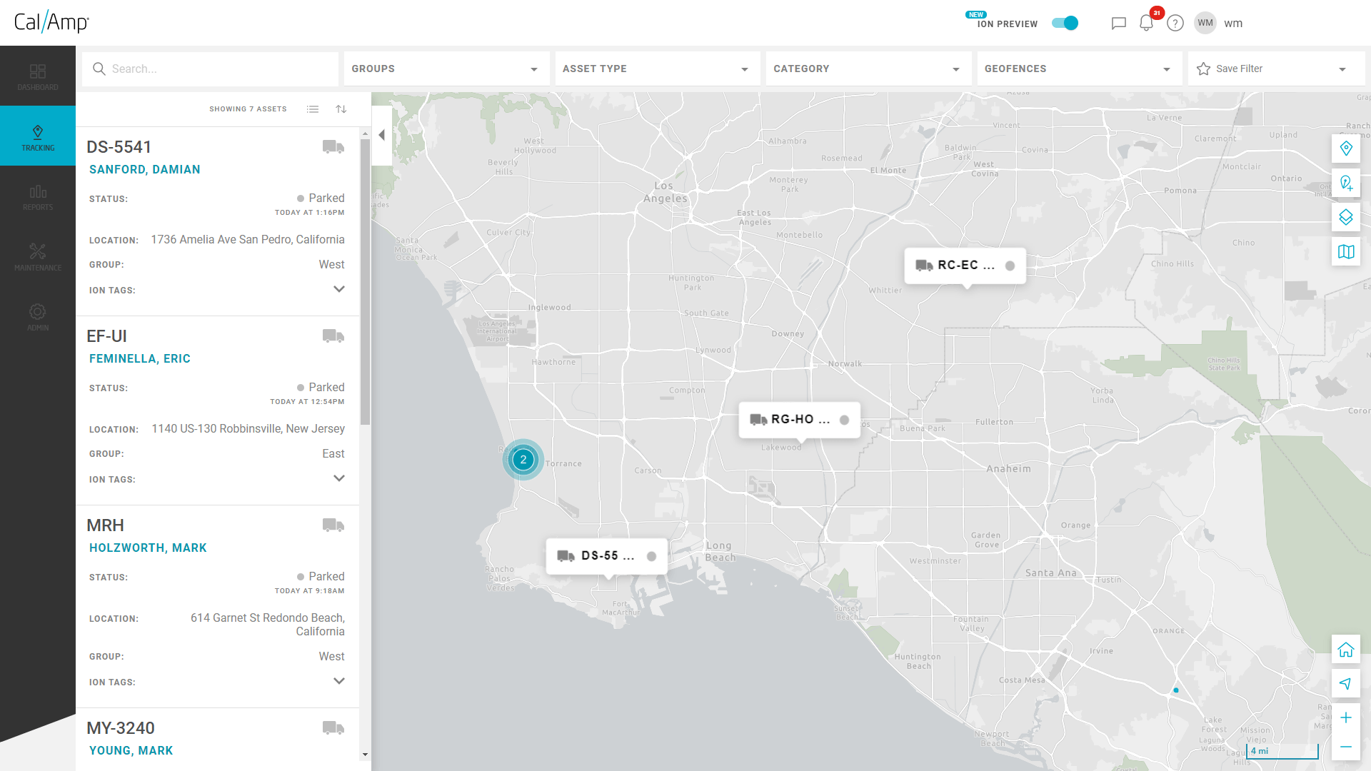 Fleet management software dashboard