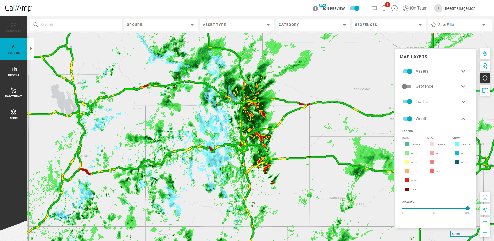 Image of traffic and weather map