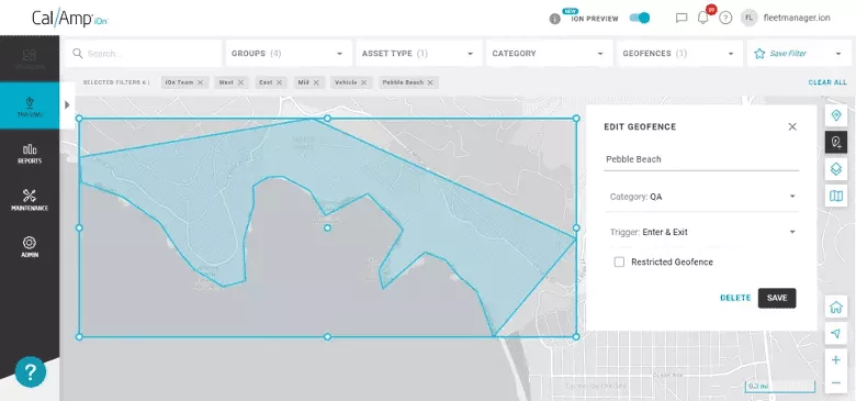 Geofence Geofencing in CalAmp