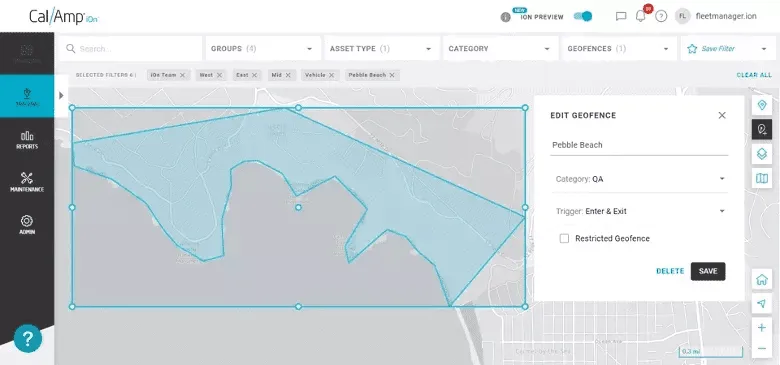 Geofencing in CalAmp iOn